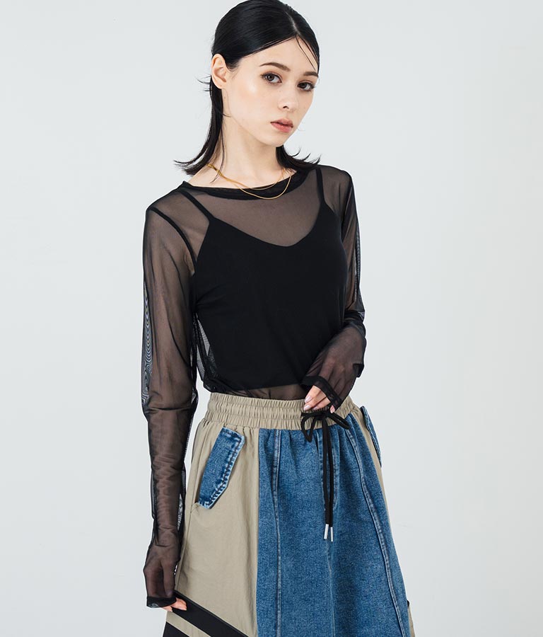 パワーメッシュ クルーネック ロングスリーブ Tシャツ 793-9230