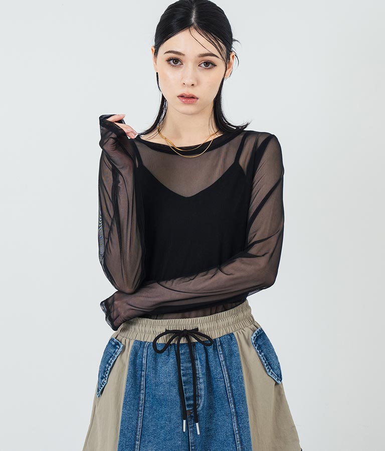 パワーメッシュ クルーネック ロングスリーブ Tシャツ 793-9230
