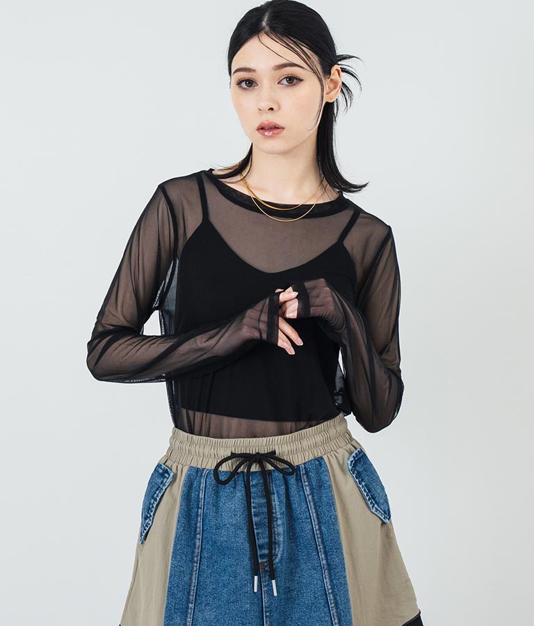 パワーメッシュ クルーネック ロングスリーブ Tシャツ 793-9230