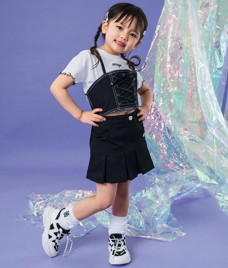 Tシャツ ×レースアップ ビスチェ セット トップス 428-3377