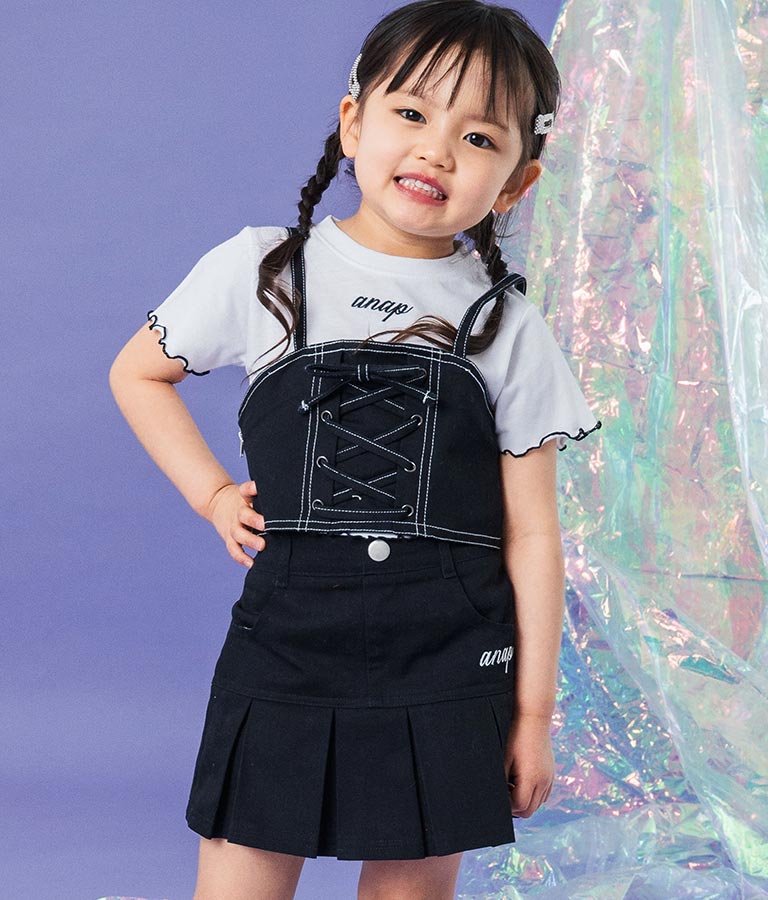 Tシャツ ×レースアップ ビスチェ セット トップス 428-3377