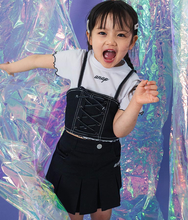 Tシャツ ×レースアップ ビスチェ セット トップス 428-3377