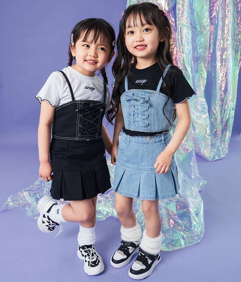 Tシャツ ×レースアップ ビスチェ セット トップス 428-3377