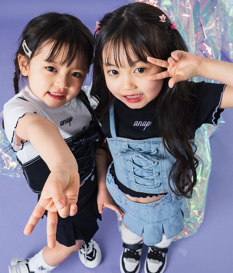 Tシャツ ×レースアップ ビスチェ セット トップス 428-3377