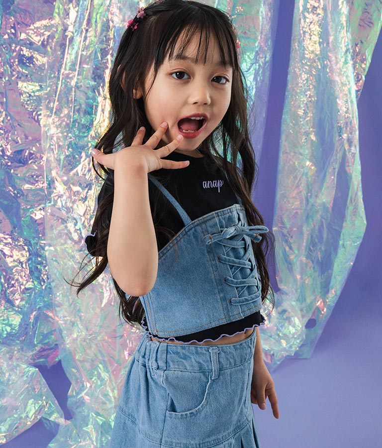 Tシャツ ×レースアップ ビスチェ セット トップス 428-3377