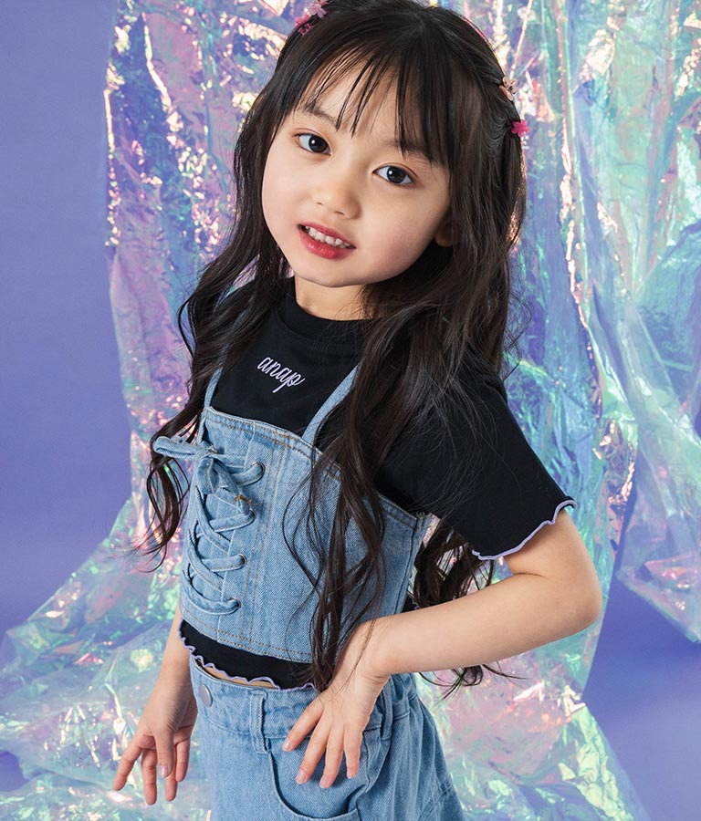Tシャツ ×レースアップ ビスチェ セット トップス 428-3377