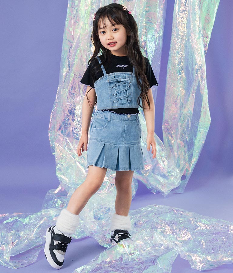 Tシャツ ×レースアップ ビスチェ セット トップス 428-3377