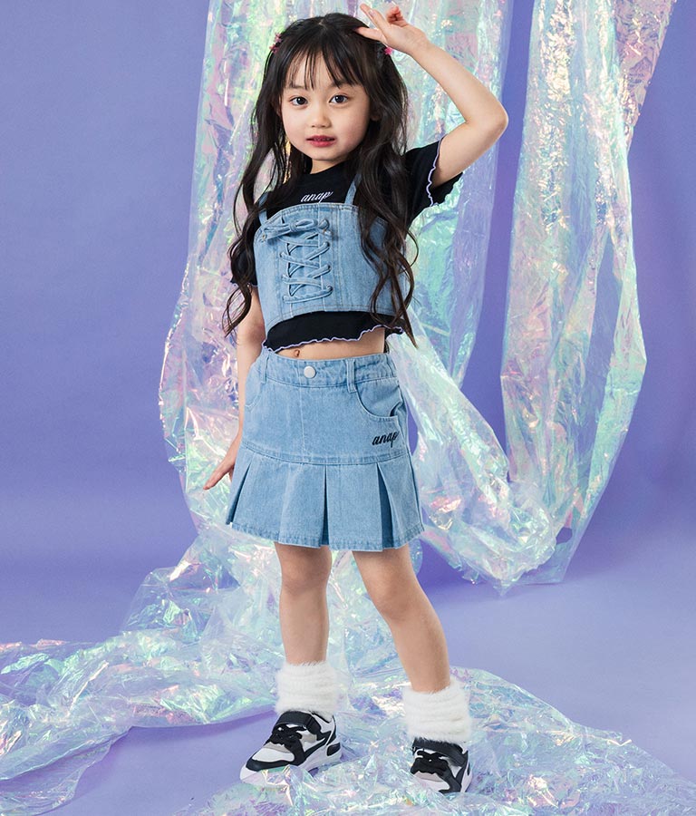 Tシャツ ×レースアップ ビスチェ セット トップス 428-3377