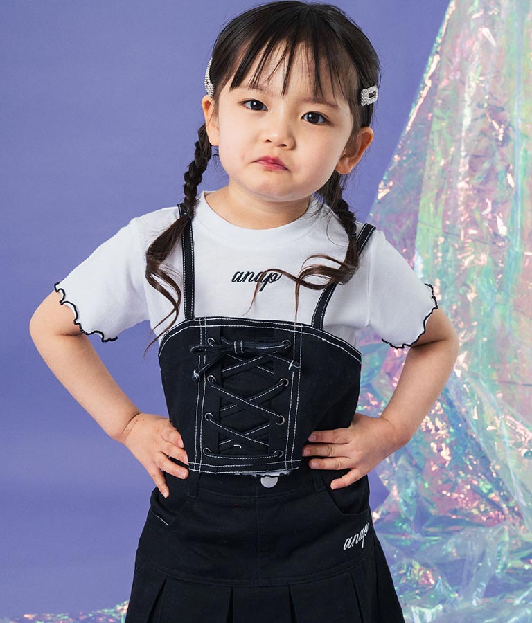 Tシャツ ×レースアップ ビスチェ セット トップス 428-3377
