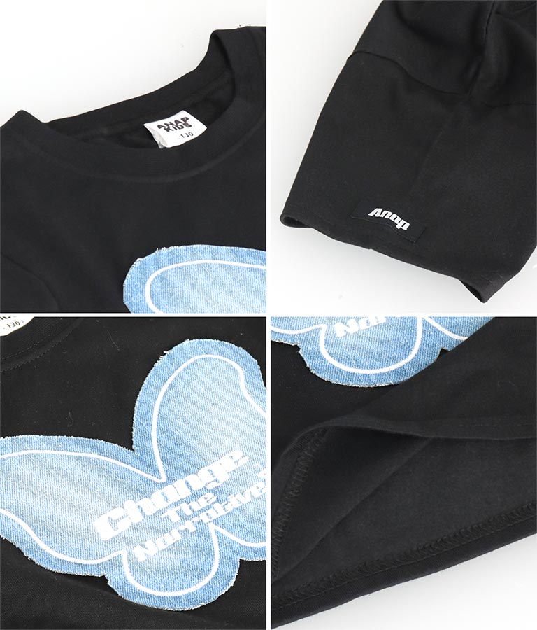 バタフライ デニム パッチ Tシャツ 423-3366