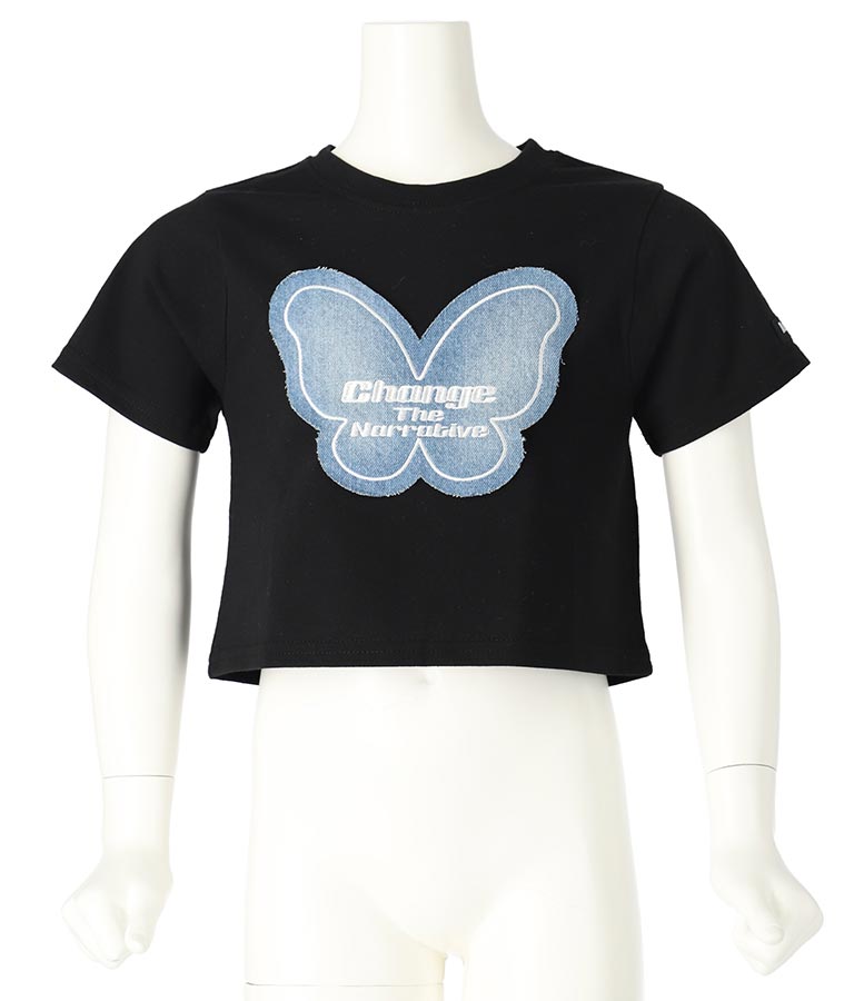 バタフライ デニム パッチ Tシャツ 423-3366