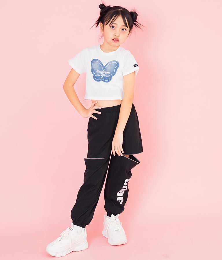 バタフライ デニム パッチ Tシャツ 423-3366