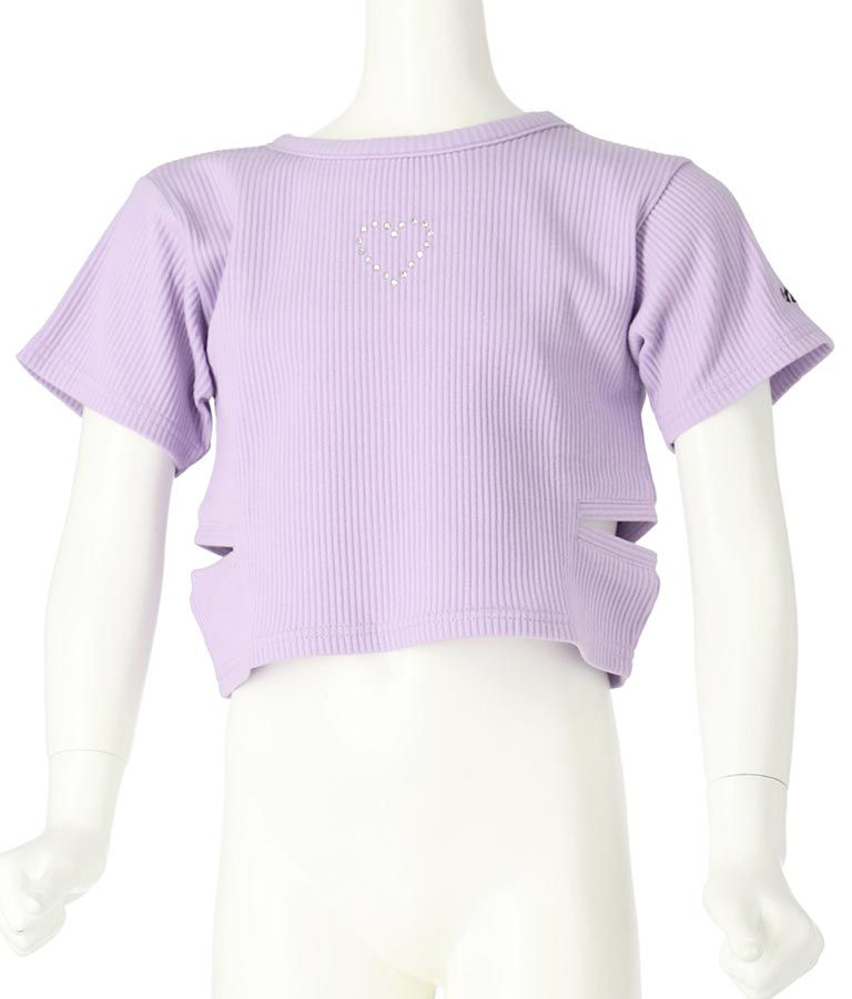 ラインストーン ロゴ サイドカット テレコ トップス【セットアップ着用可】 423-3378