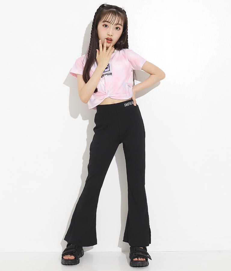 刺繍 リブ フレア パンツ 912-6907