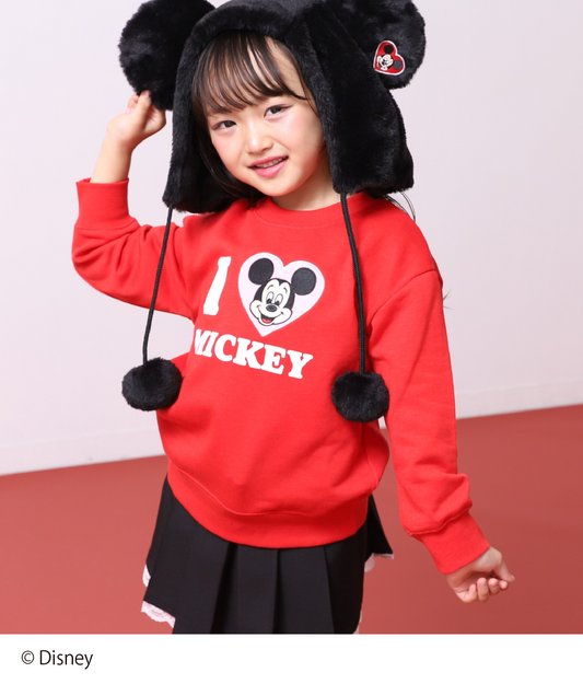 【Disney】＜Mickey＆Minnie＞ ANAP KIDS I♥デザイン オーバーサイズ スウェット プルオーバー【親子お揃い】 423-3439