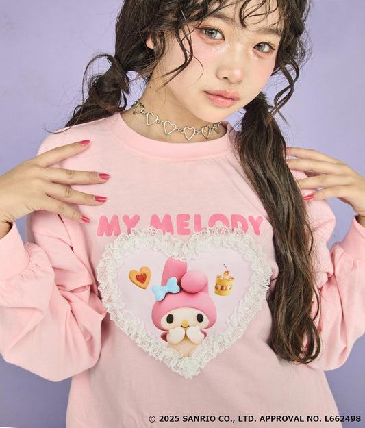 ANAP GiRL ×【 マイメロディ 】ハートフリル オーバー ロンT 913-7870