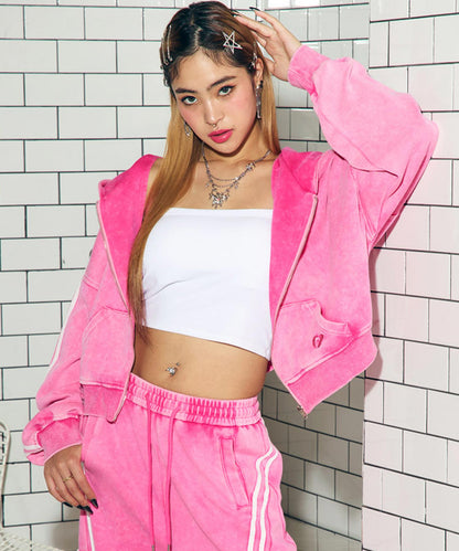 ウォッシュ 加工 ライン スウェット ジップ パーカー 154-5947