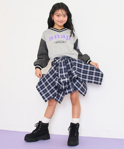 腰巻風 チェック スカート 421-3565