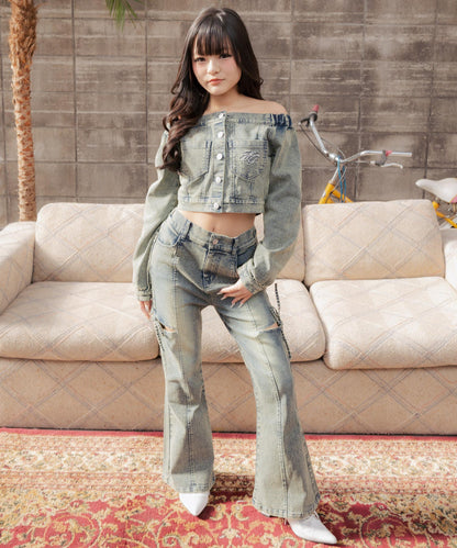 サイドリボン フレアパンツ（別売りセットアップ）（キッズお揃い） 912-7898