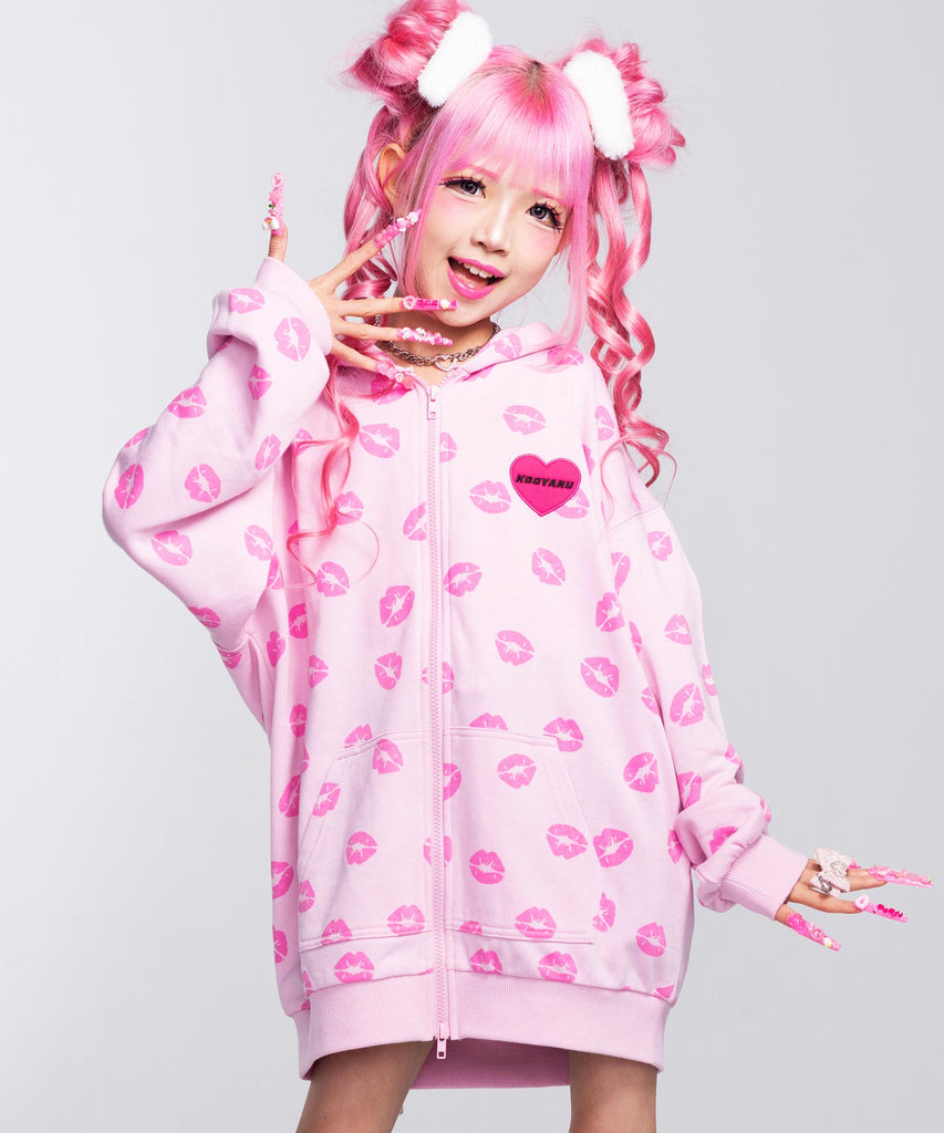 完売品 YORUclubピンクパーカーセットアップ 値下げ可•1〜3日以内に発送 KOGYARU×ANAP 2パターン柄 ビックパーカー【親子お揃い】【キッズお