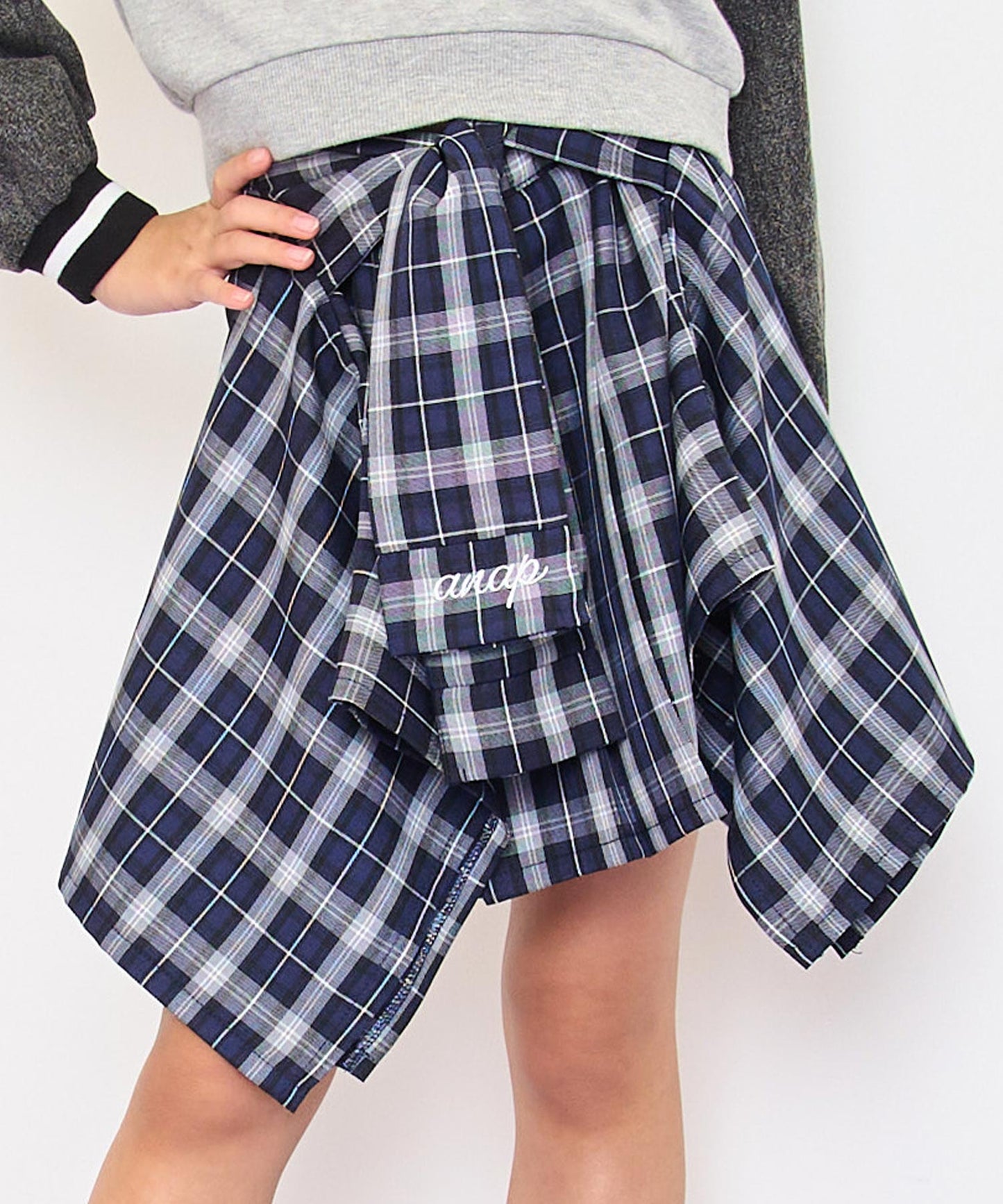 腰巻風 チェック スカート 421-3565