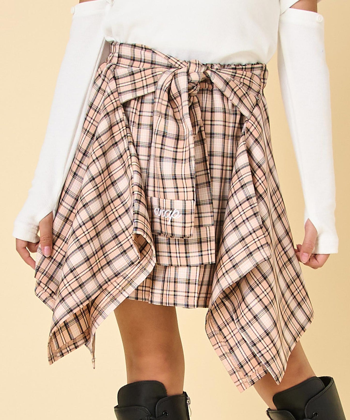 腰巻風 チェック スカート 421-3565