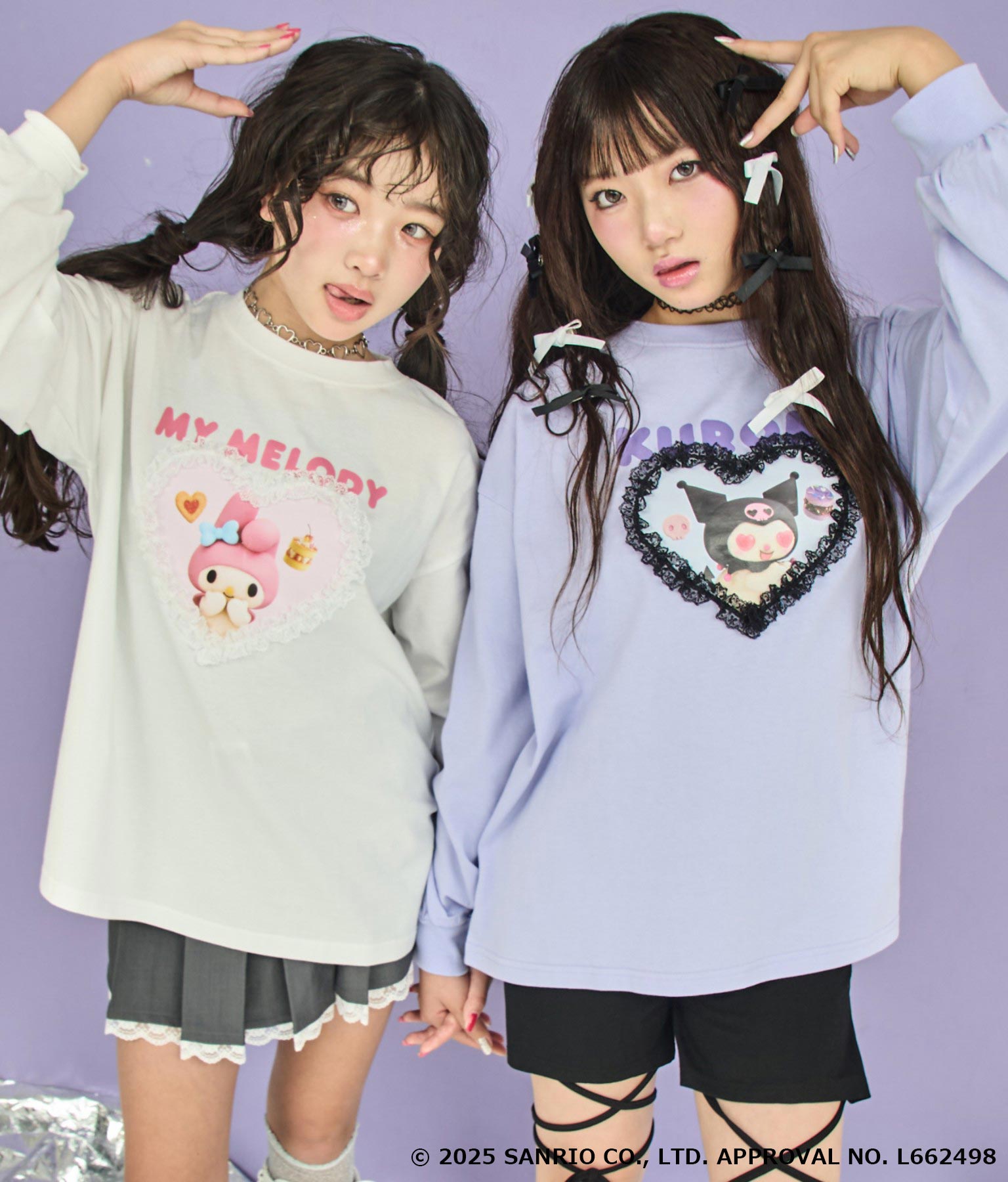 ANAP GiRL ×【 マイメロディ 】ハートフリル オーバー ロンT 913-7870