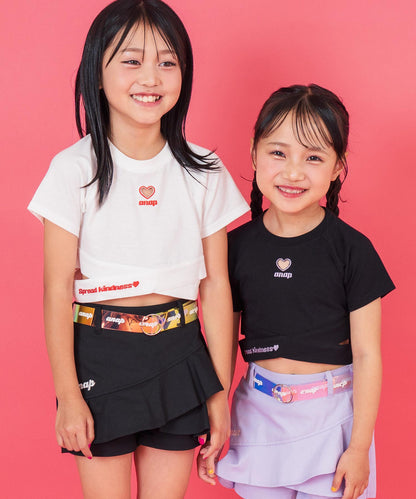 ハートアキ クロス デザイン Tシャツ トップス 423-3410