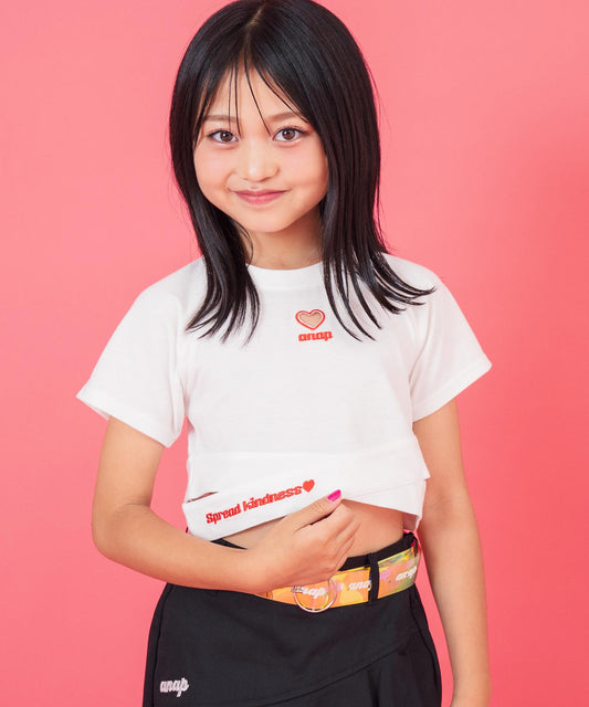 ハートアキ クロス デザイン Tシャツ トップス 423-3410
