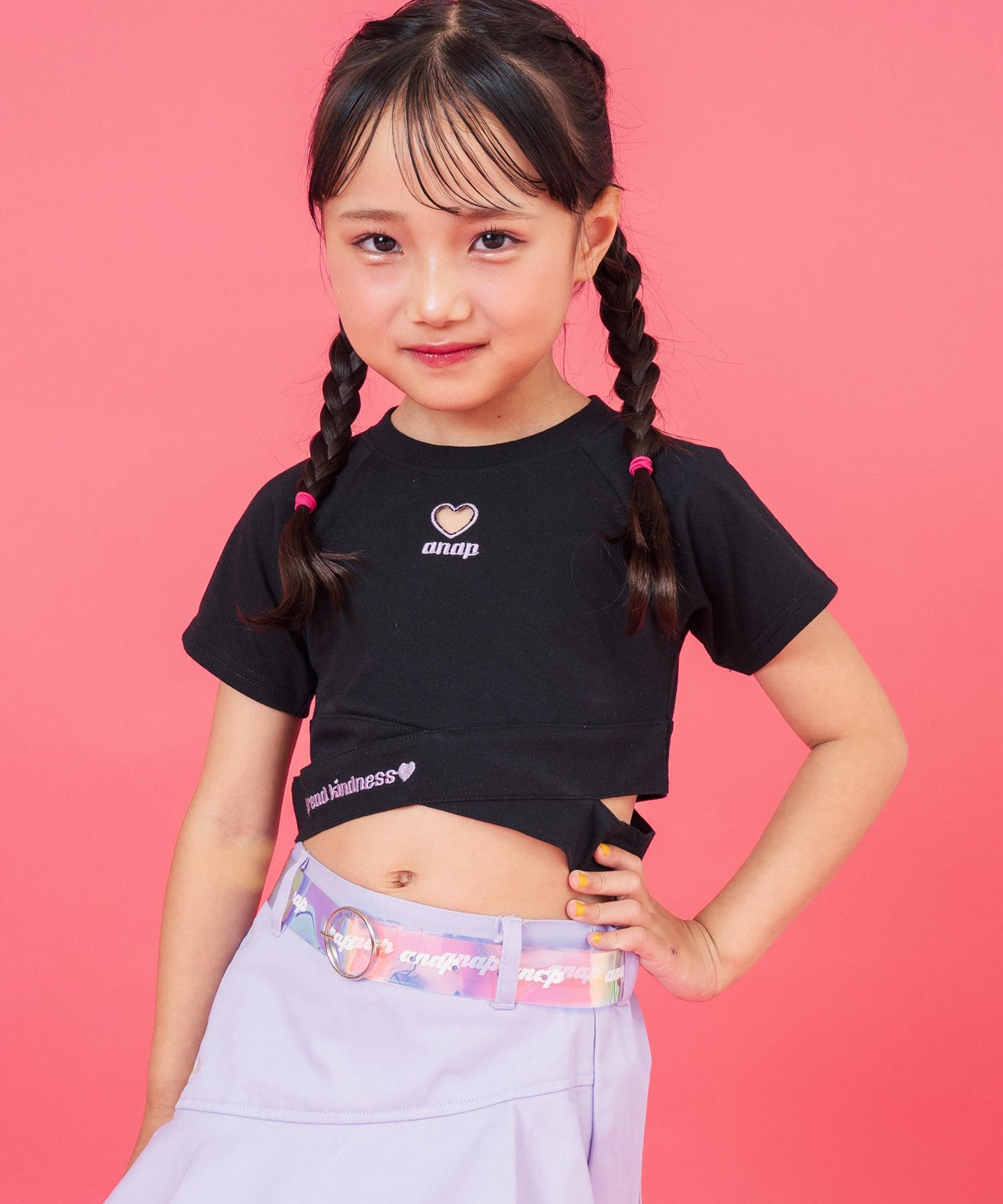 ハートアキ クロス デザイン Tシャツ トップス 423-3410
