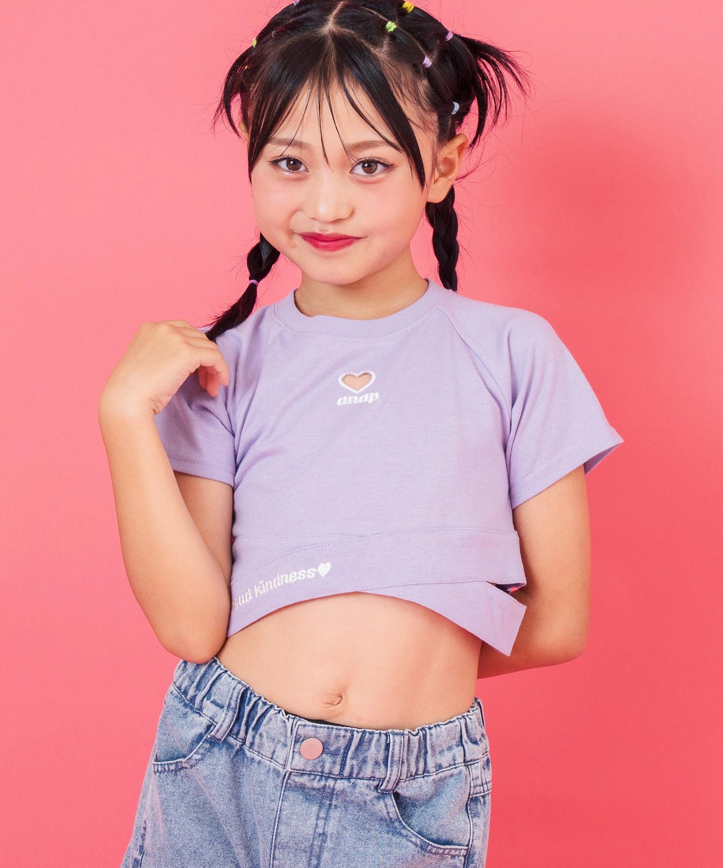 ハートアキ クロス デザイン Tシャツ トップス 423-3410