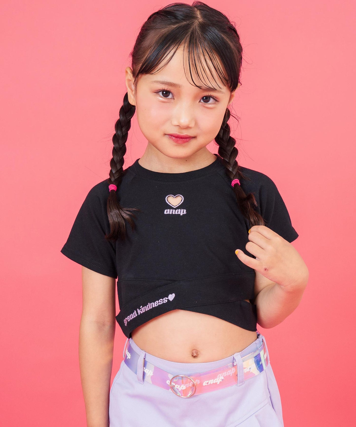 ハートアキ クロス デザイン Tシャツ トップス 423-3410