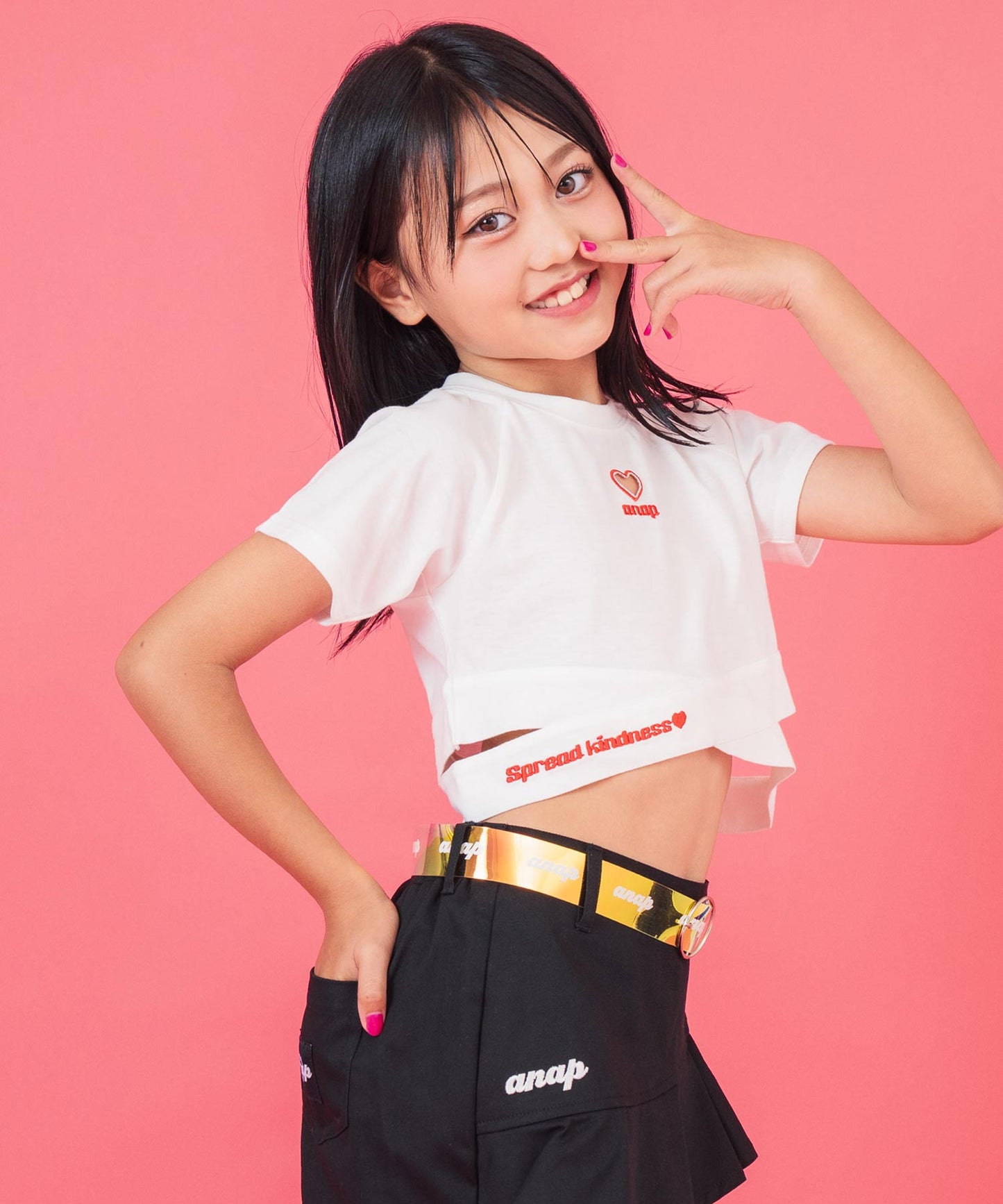 ハートアキ クロス デザイン Tシャツ トップス 423-3410