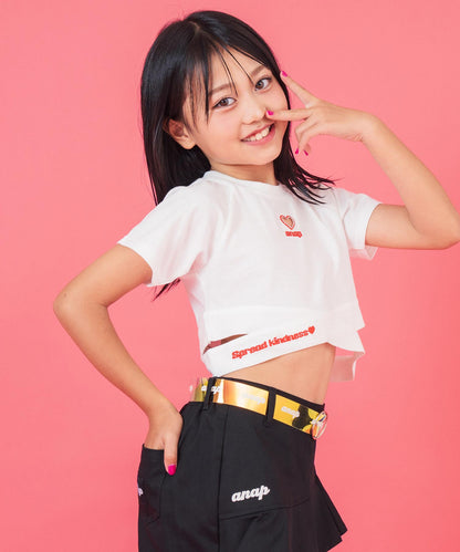 ハートアキ クロス デザイン Tシャツ トップス 423-3410