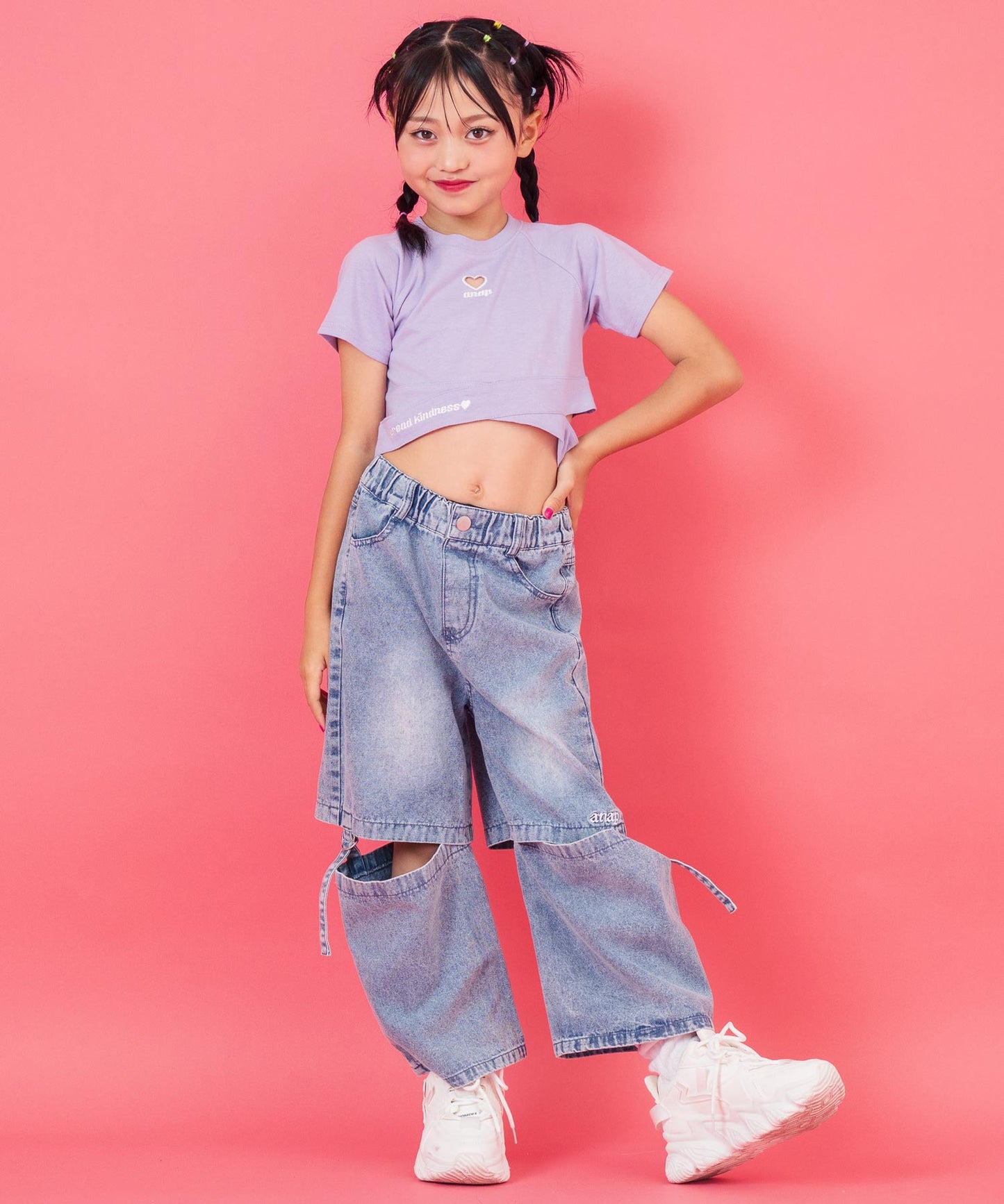 ハートアキ クロス デザイン Tシャツ トップス 423-3410