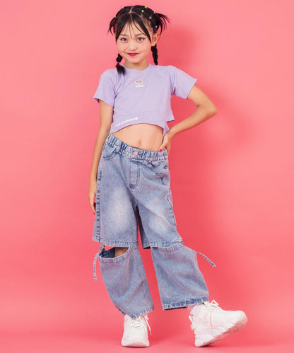 ハートアキ クロス デザイン Tシャツ トップス 423-3410