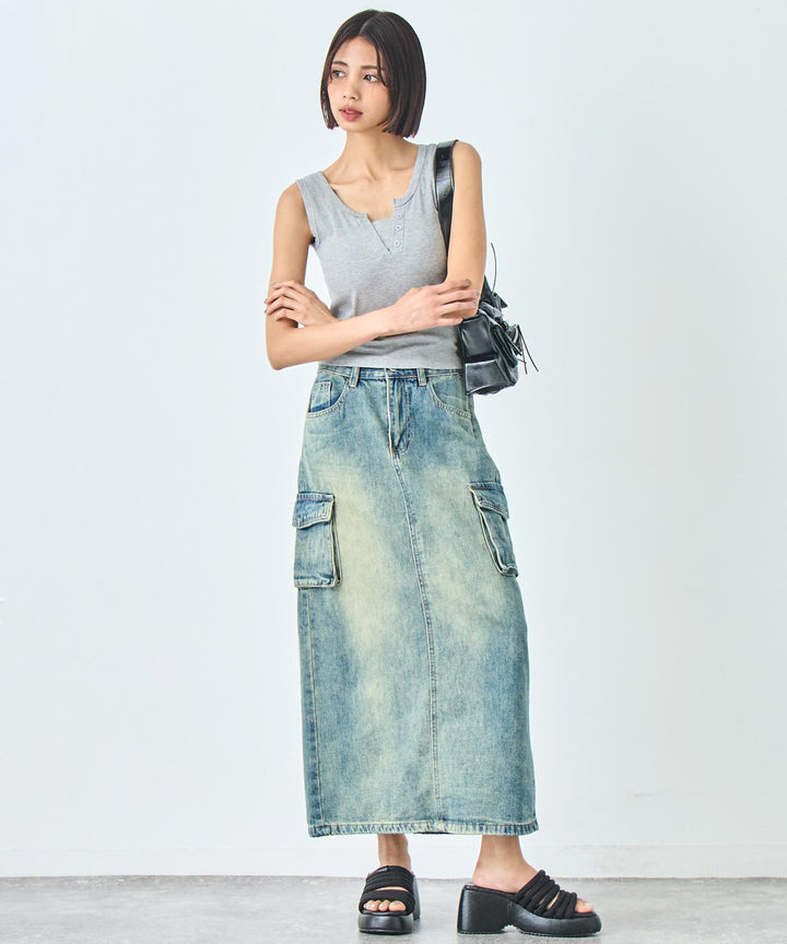 デニム カーゴ ロング スカート 151-5816