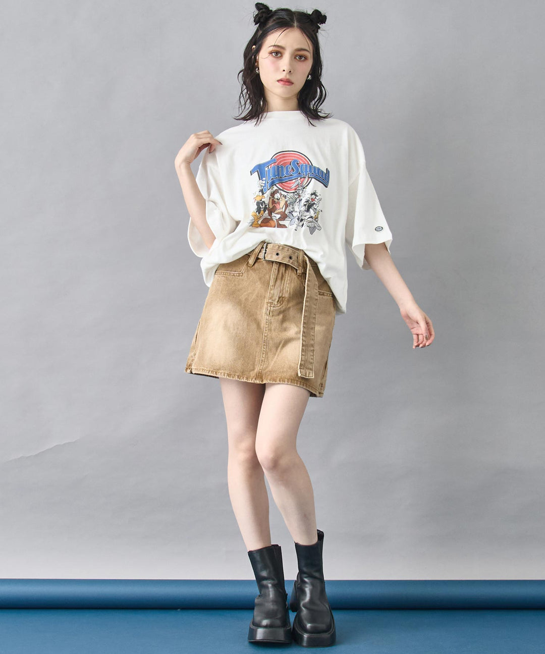 ベルト付き カラーミニ スカート 151-5817