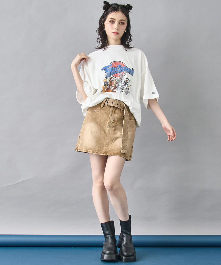 ベルト付き カラーミニ スカート 151-5817