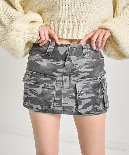 カモフラージュ柄 インパン付 ワーク ミニ スカート 151-5900