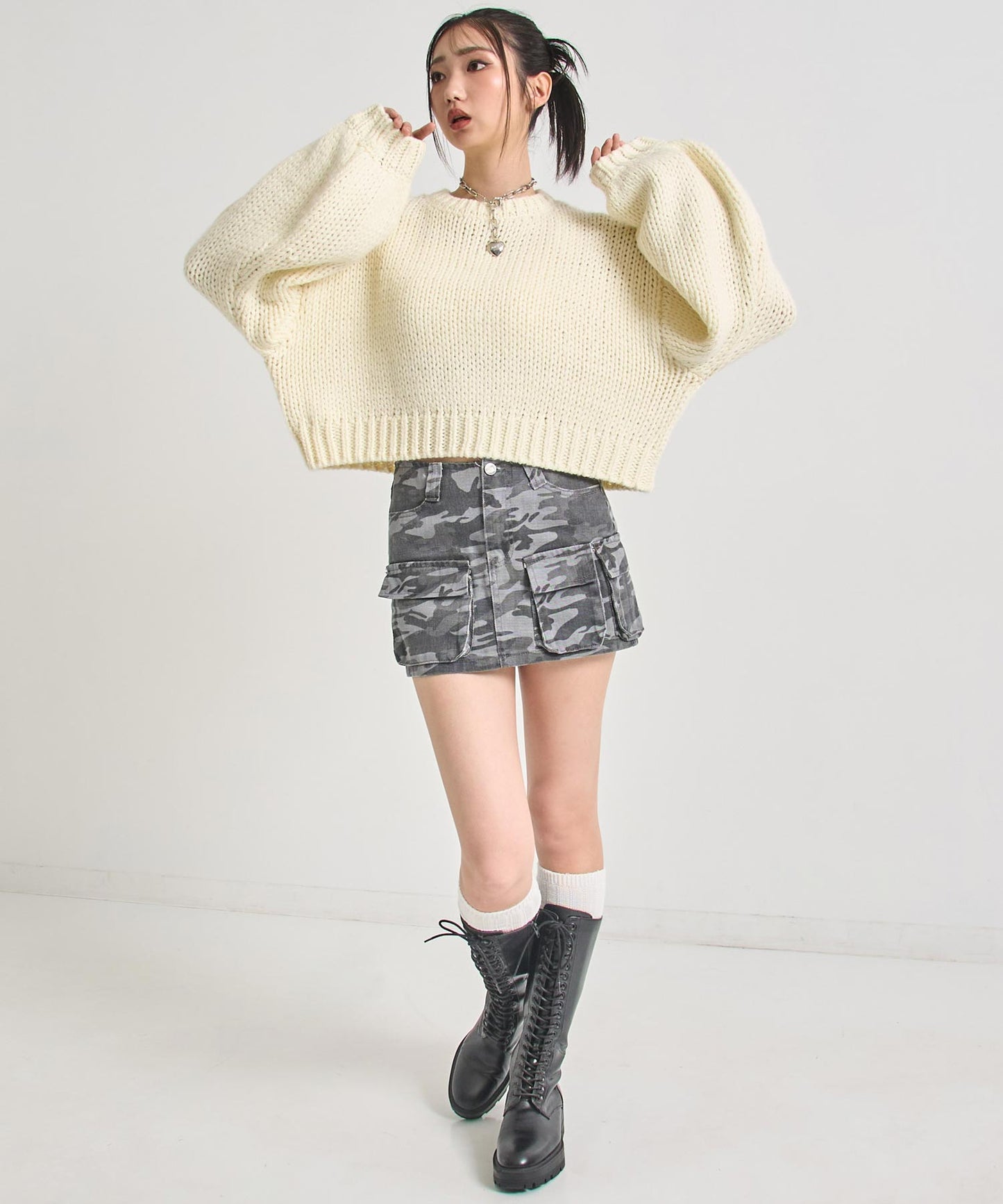 カモフラージュ柄 インパン付 ワーク ミニ スカート 151-5900