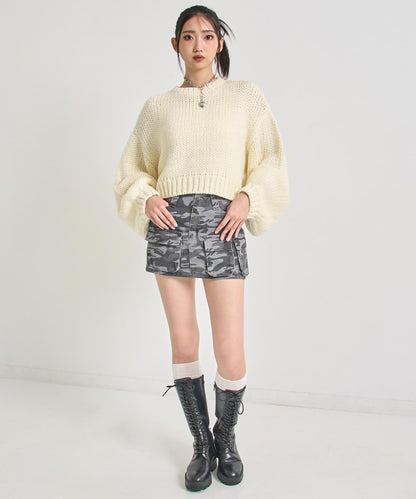 カモフラージュ柄 インパン付 ワーク ミニ スカート 151-5900