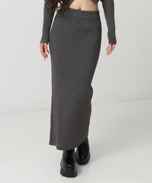 ラメニット バックスリット ナロースカート 151-5957