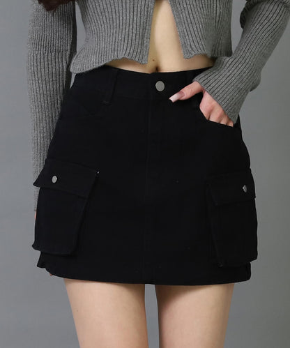 ウォッシュ加工 カーゴ ポケット インパン付 スカート 151-5973