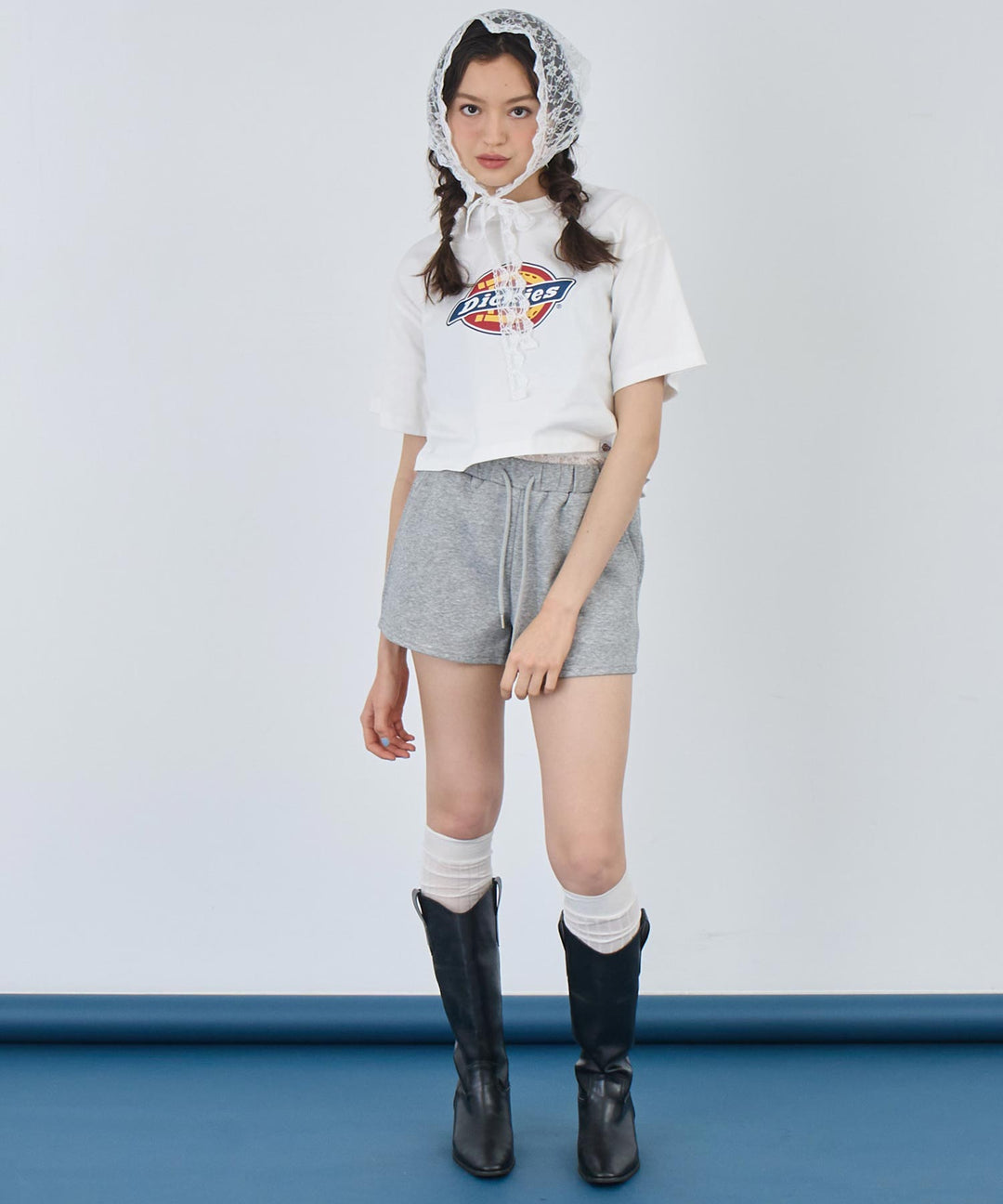 レース レイヤード風 スウェット ショート パンツ 152-5759