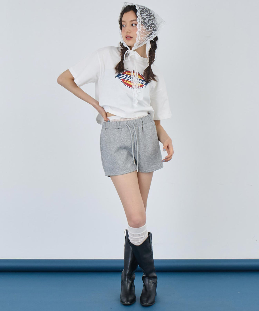 レース レイヤード風 スウェット ショート パンツ 152-5759