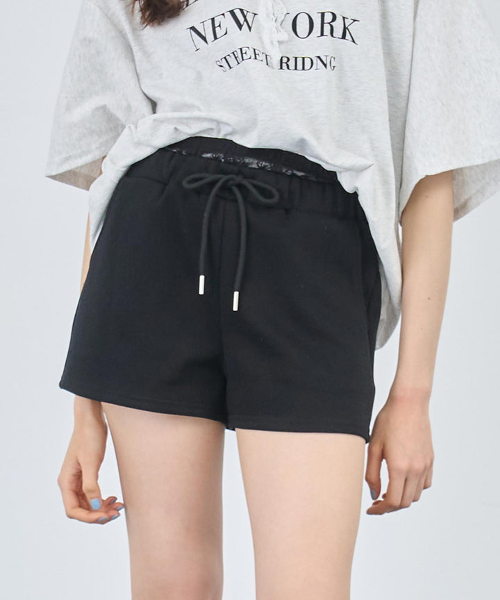 レース レイヤード風 スウェット ショート パンツ 152-5759