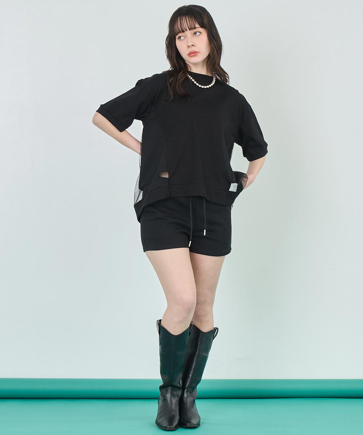 レース レイヤード風 スウェット ショート パンツ 152-5759