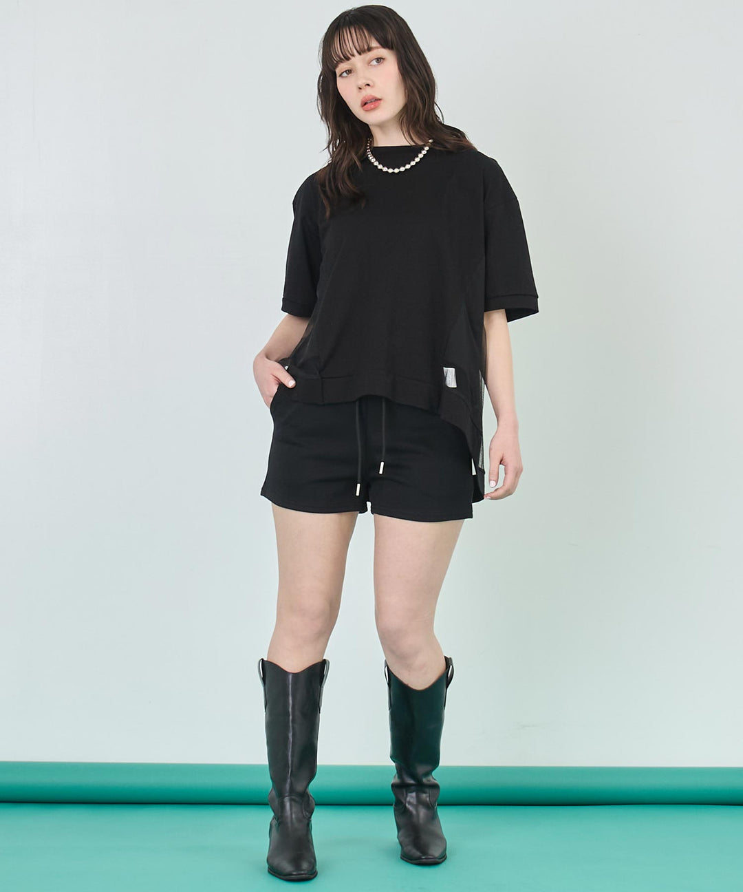 レース レイヤード風 スウェット ショート パンツ 152-5759