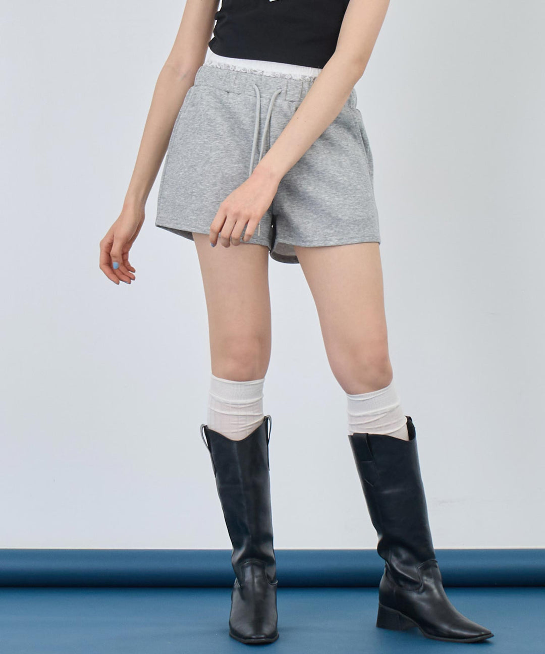 レース レイヤード風 スウェット ショート パンツ 152-5759